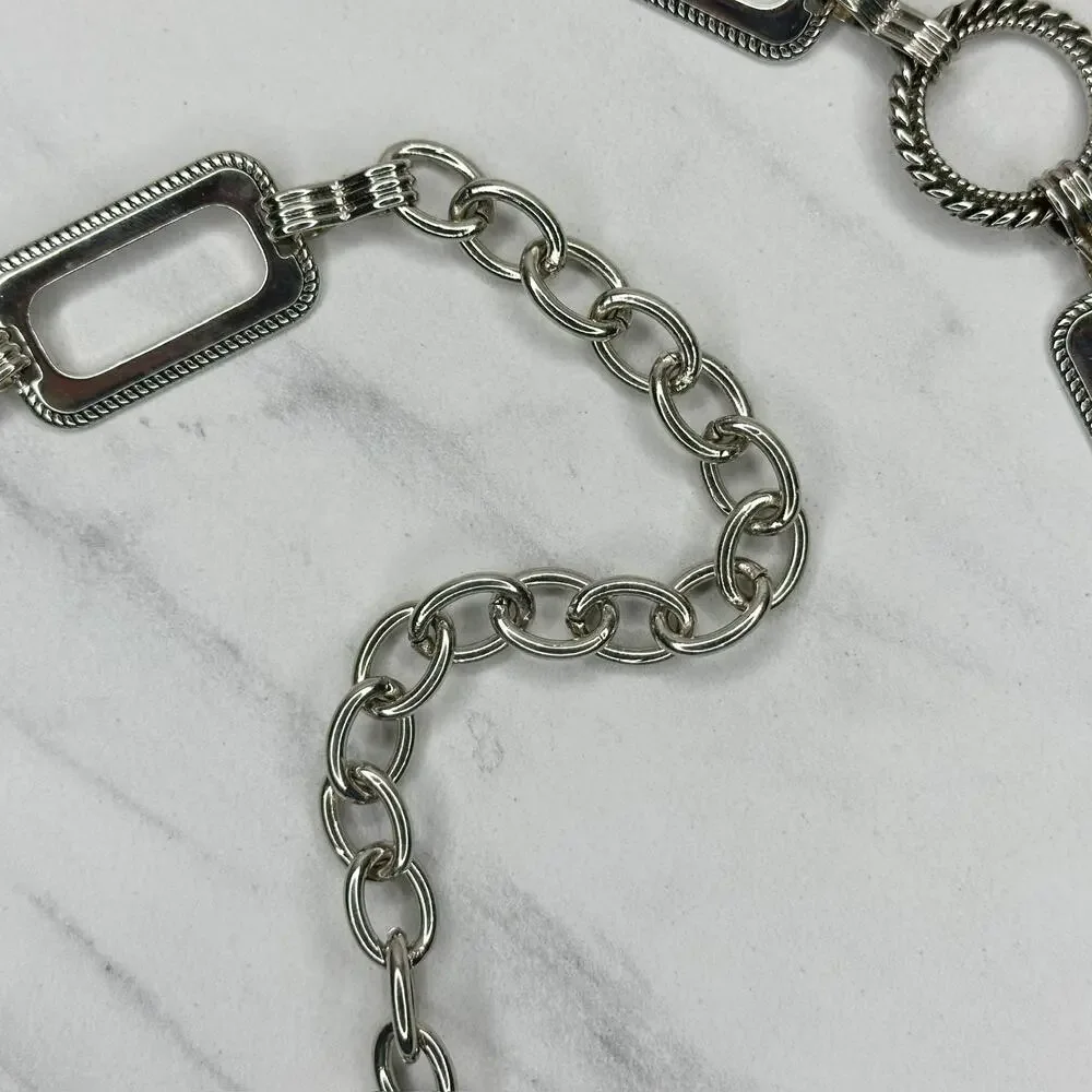Textured Silver Chain Belt Rectangle Rope Large/XL (L/XL) ✨